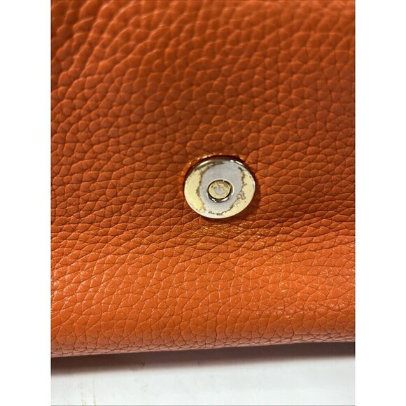 MICHAEL KORS Orange Satchel Crossbody Pebbled Leather Gold Hardware Flap… - Picture 12 of 16